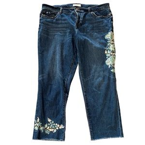 LOFT Embroidered Boyfriend Jeans